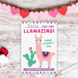Llamazing Pink Llama Girls Classroom Valentijn Notitiekaartje