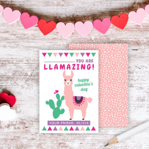 Llamazing Pink Llama Girls Classroom Valentijns Visitekaartje