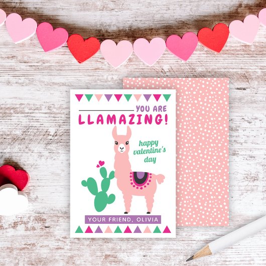 Llamazing Pink Llama Girls Classroom Valentijns Visitekaartje