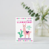 Llamazing Pink Llama Girls Classroom Valentijns Visitekaartje (Staand voorkant)