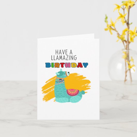 Llamazing Puns Verjaardag Kaart (Gele Bloem)