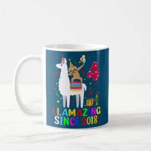 Llamazing Sinds 2018 Llama Luiaard 4de Verjaardag  Koffiemok