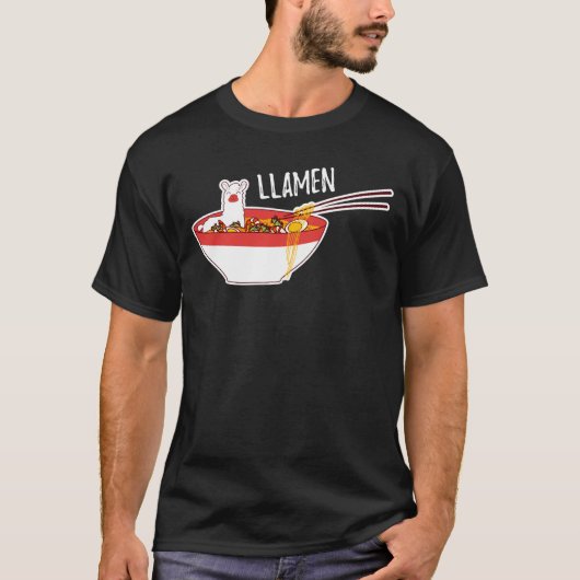 Llamen Funny Llama Ramen Gift for Alpaca Lovers T-shirt (Voorkant)