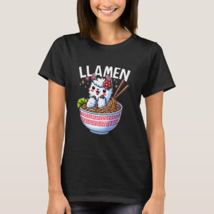 Llamen Lama Ramen Schattig Kawaii Kom Noedels Japa T-shirt