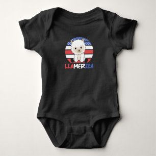 Llamerica Funny Llama 4 juli Amerikaanse vlag Romper