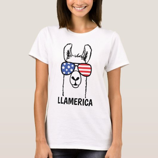 Llamerica, Funny Lllama shirt, 4 juli, Verenigde S T-shirt (Voorkant)