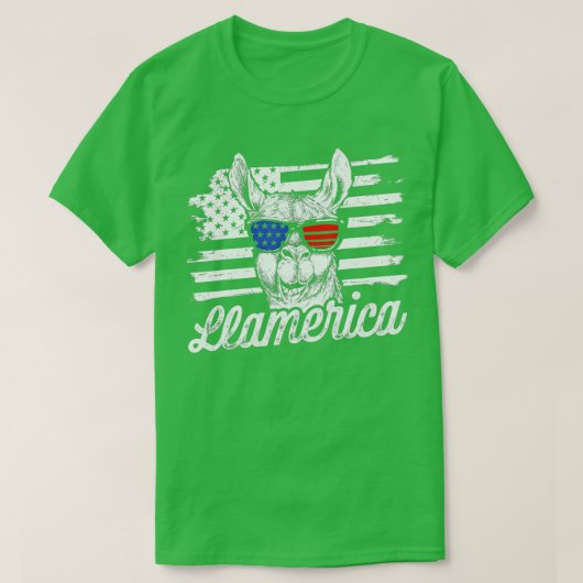 Llamerica Patriotic Llama Funny Llama 4 juli T-shirt (Design voorkant)