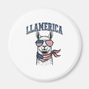 Llamerica Patriottische Lama Vintage Gravure T-Shi Magneet