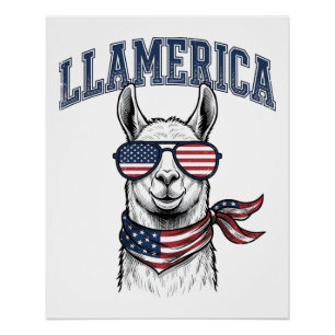 Llamerica Patriottische Lama Vintage Gravure T-Shi Perfect Poster