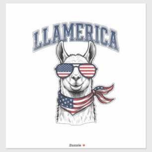 Llamerica Patriottische Lama Vintage Gravure T-Shi Sticker