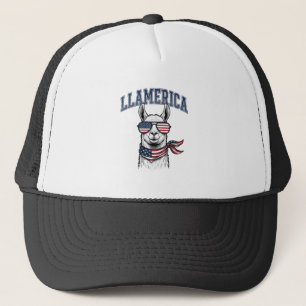 Llamerica Patriottische Lama Vintage Gravure T-Shi Trucker Pet