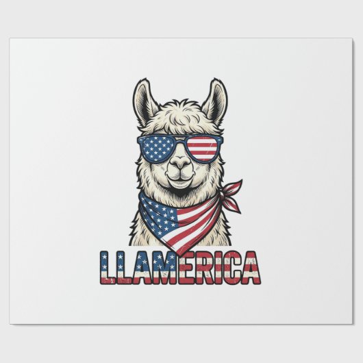 Llamerica Patriottische Lama Vintage Vector Ontwer Cadeaupapier (Vlak)