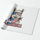 Llamerica Patriottische Lama Vintage Vector Ontwer Cadeaupapier (Uitgerold)