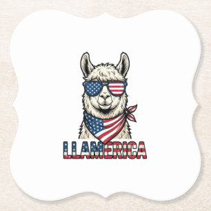 Llamerica Patriottische Lama Vintage Vector Ontwer Kartonnen Onderzetters