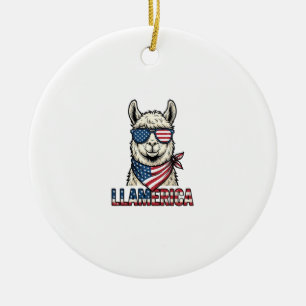 Llamerica Patriottische Lama Vintage Vector Ontwer Keramisch Ornament