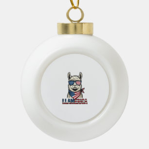 Llamerica Patriottische Lama Vintage Vector Ontwer Keramische Bal Ornament