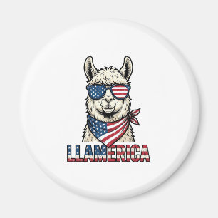 Llamerica Patriottische Lama Vintage Vector Ontwer Magneet