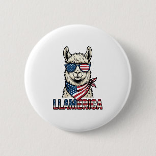 Llamerica Patriottische Lama Vintage Vector Ontwer Ronde Button 5,7 Cm