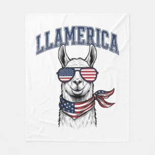Llamerica Patriottische Llama Vintage Gravure T-Sh Fleece Deken