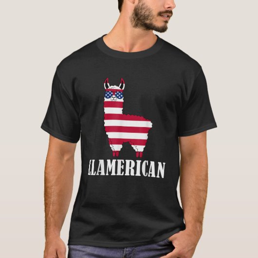 Llamerican Llama 4 juli USA Llama Amerika T-shirt (Voorkant)