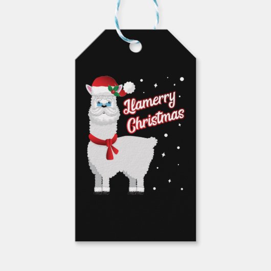 Llamerry Merry Kerstmis Llama Santa Claus Cadeaulabel (Voorkant)