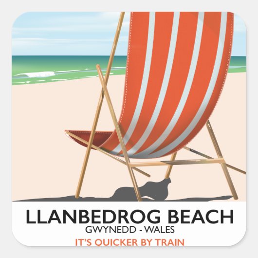Llanbedrog Beach, Gwynedd Wales zeeposter Vierkante Sticker (Voorkant)