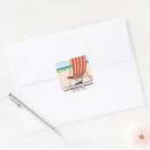 Llanbedrog Beach, Gwynedd Wales zeeposter Vierkante Sticker (Envelop)