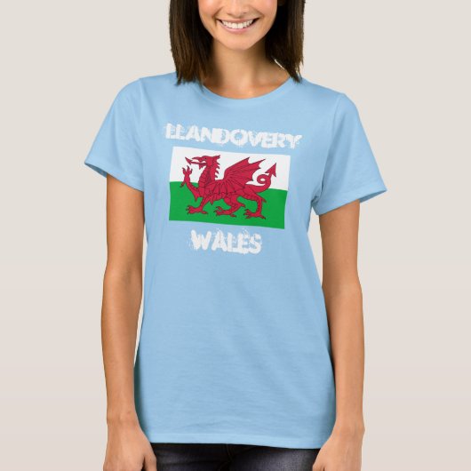 Llandovery, Wales met Welsh flag T-shirt (Voorkant)