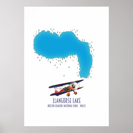 Llangorse kaart van het Brecon Beacon Poster (Voorkant)