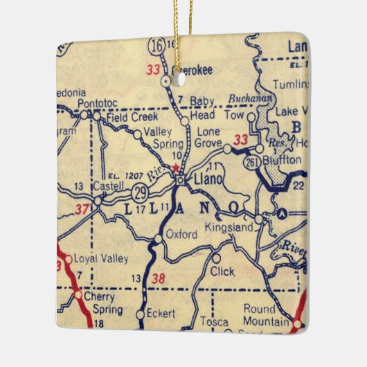 Llano TX 1945 Map Keramisch Ornament (Links)
