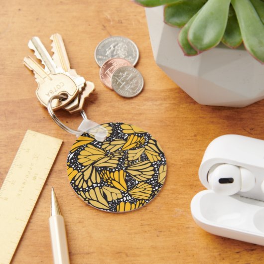 Llavero circular estampado mariposa monarca sleutelhanger (Bureau)