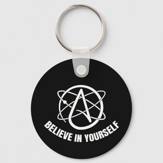 Llavero metálico circular de ateísmo y ciencia. sleutelhanger (Voorkant)