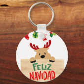 Llavero navideño con imagen de reno  sleutelhanger (Voorkant)