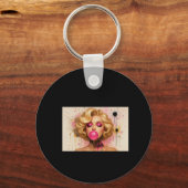 Llavero Pop Art Glam – Mujer Rubia con Chicle Sleutelhanger (Voorkant)