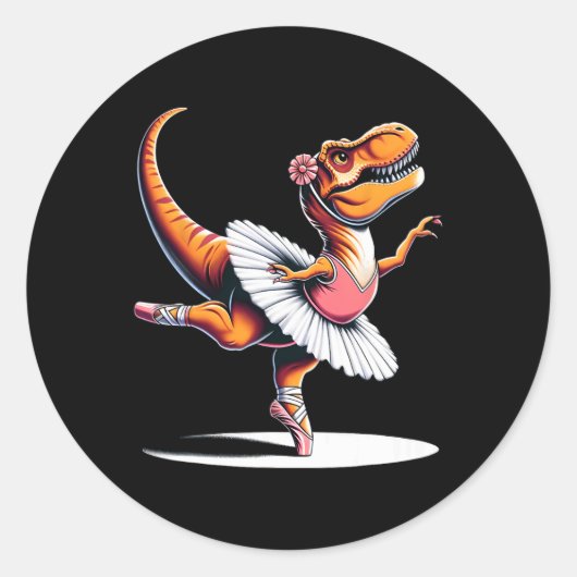 Llerina T-rex Dancing  Ronde Sticker (Voorkant)