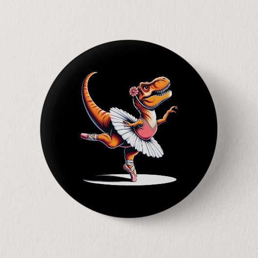 Llerina T-rex danst  Ronde Button 5,7 Cm (Voorkant)