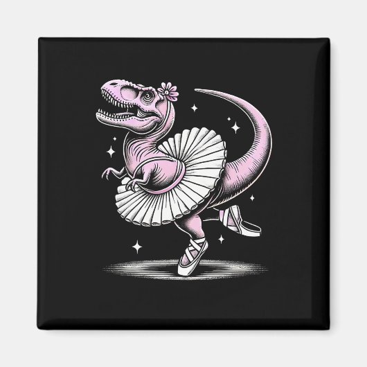 Llet Dancing T-rex In Tutu And Slippers Magneet (Voorkant)