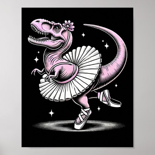 Llet Dancing T-rex In Tutu And Slippers  Poster (Voorkant)