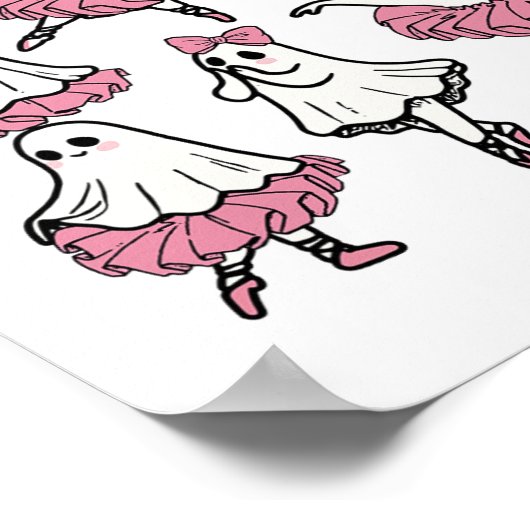 Llet Ghost Dancer Schattige Boo Dancing Halloween Poster (Hoek)