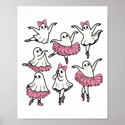 Llet Ghost Dancer Schattige Boo Dancing Halloween Poster (Voorkant)