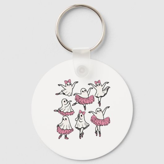 Llet Ghost Dancer Schattige Boo Dancing Halloween Sleutelhanger (Voorkant)