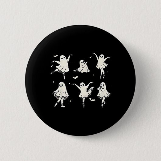 Llet Ghost Llet Dancer Spooky Dance Kinder Hallowe Ronde Button 5,7 Cm (Voorkant)