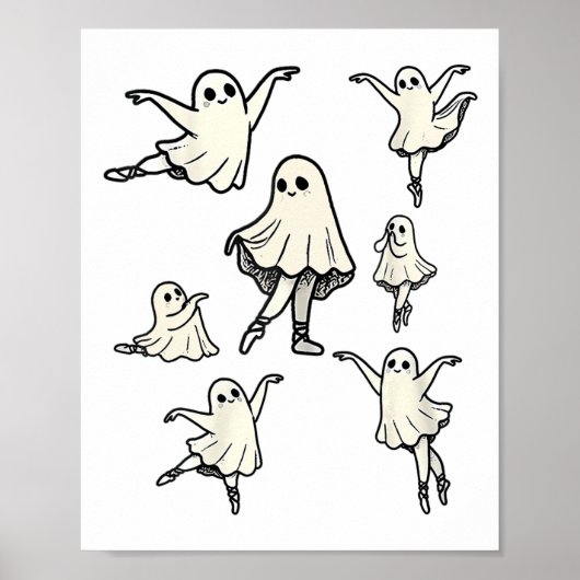 Llet Ghost Llet Dancer Spooky Dance Teacher Hallow Poster (Voorkant)