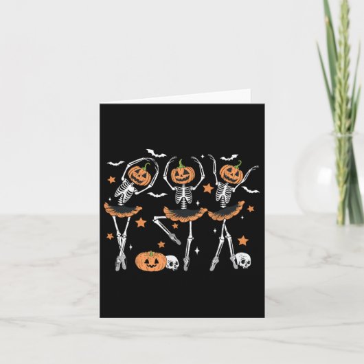 Llet Pumpkin Skeleton Scary Halloween Mannen Vrouw Kaart (Voorkant)