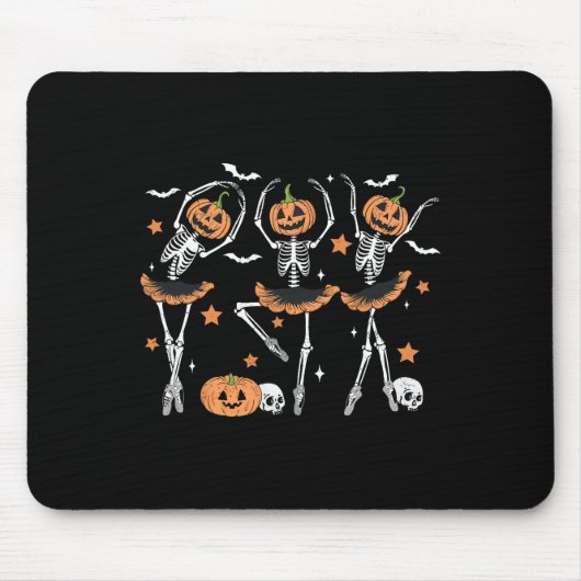 Llet Pumpkin Skeleton Scary Halloween Mannen Vrouw Muismat (Voorkant)