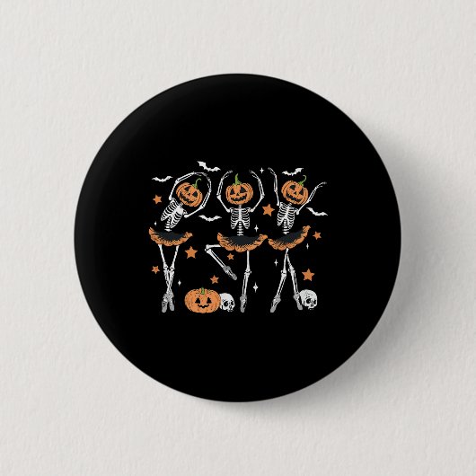 Llet Pumpkin Skeleton Scary Halloween Mannen Vrouw Ronde Button 5,7 Cm (Voorkant)