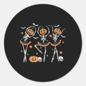 Llet Pumpkin Skeleton Scary Halloween Mannen Vrouw Ronde Sticker (Voorkant)