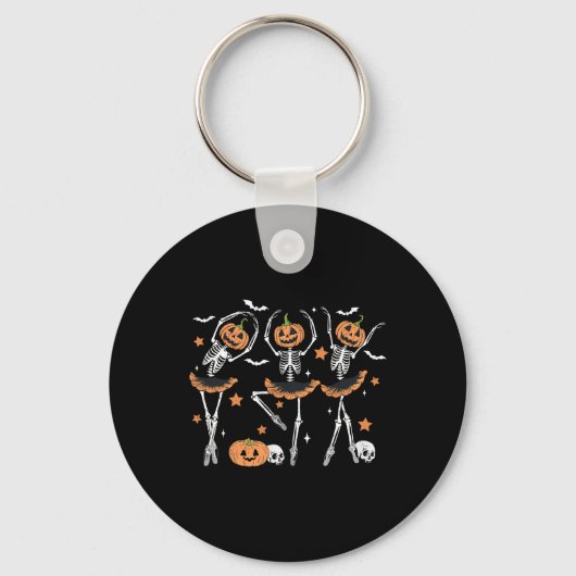 Llet Pumpkin Skeleton Scary Halloween Mannen Vrouw Sleutelhanger (Voorkant)