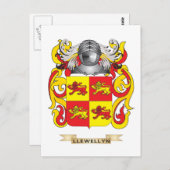 Llewellyn-wapenklep (familiekust) briefkaart (Voorkant / Achterkant)