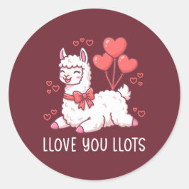 Llove You Llots - Kawaii Lama Valentijnsdag Ronde Sticker